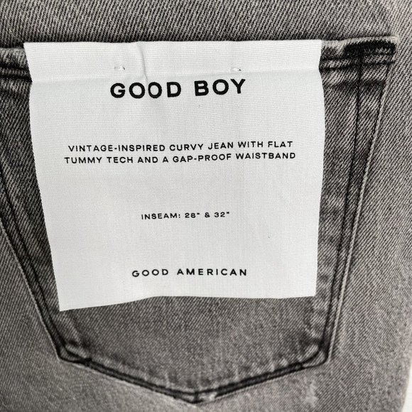 GOOD AMERICAN Good Boy Straight Jean Black 6 NWT High Waist Button Fly Curvy - Picture 7 of 11